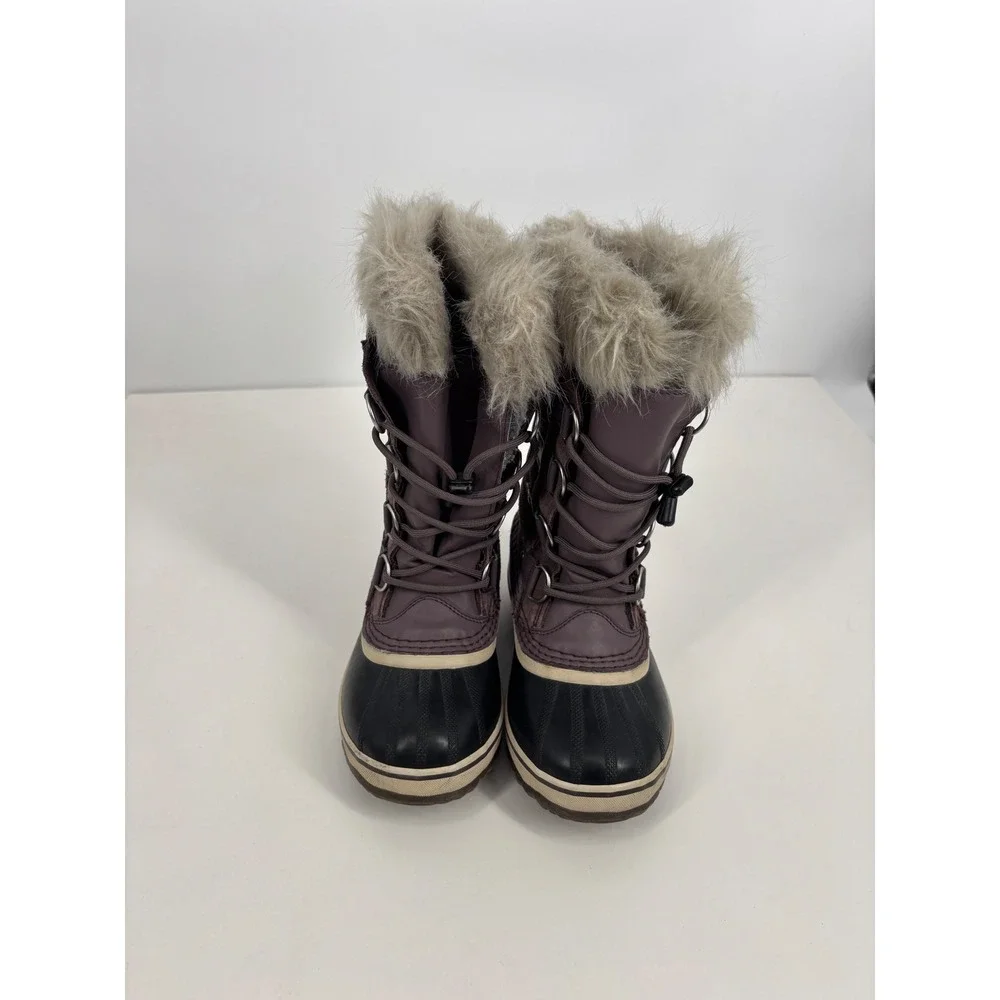 Sorel Snow Boots Kids 2 Purple Joan‎ of Arctic Waterproof Faux Fur NY1966-574